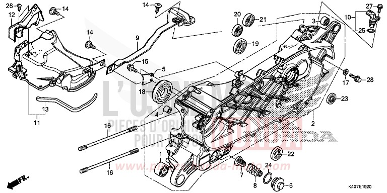 LEFT CRANKCASE for Forza 125 MAT CYNOS GRAY METALLIC (NH312) from 2017
